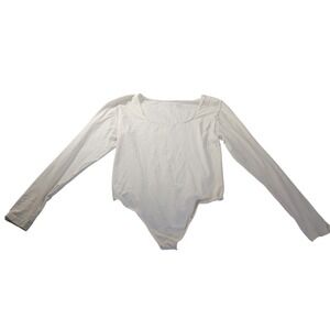 Sofia Vergara XXL White‎ Long Sleeve V-Neck Bodysuit NWT Snap Gusset Stretch Top